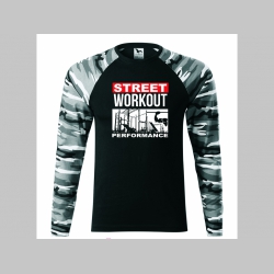Street Workout Performance pánske tričko (nie mikina!!) s dlhými rukávmi vo farbe " metro " čiernobiely maskáč gramáž 160 g/m2 materiál 100%bavlna